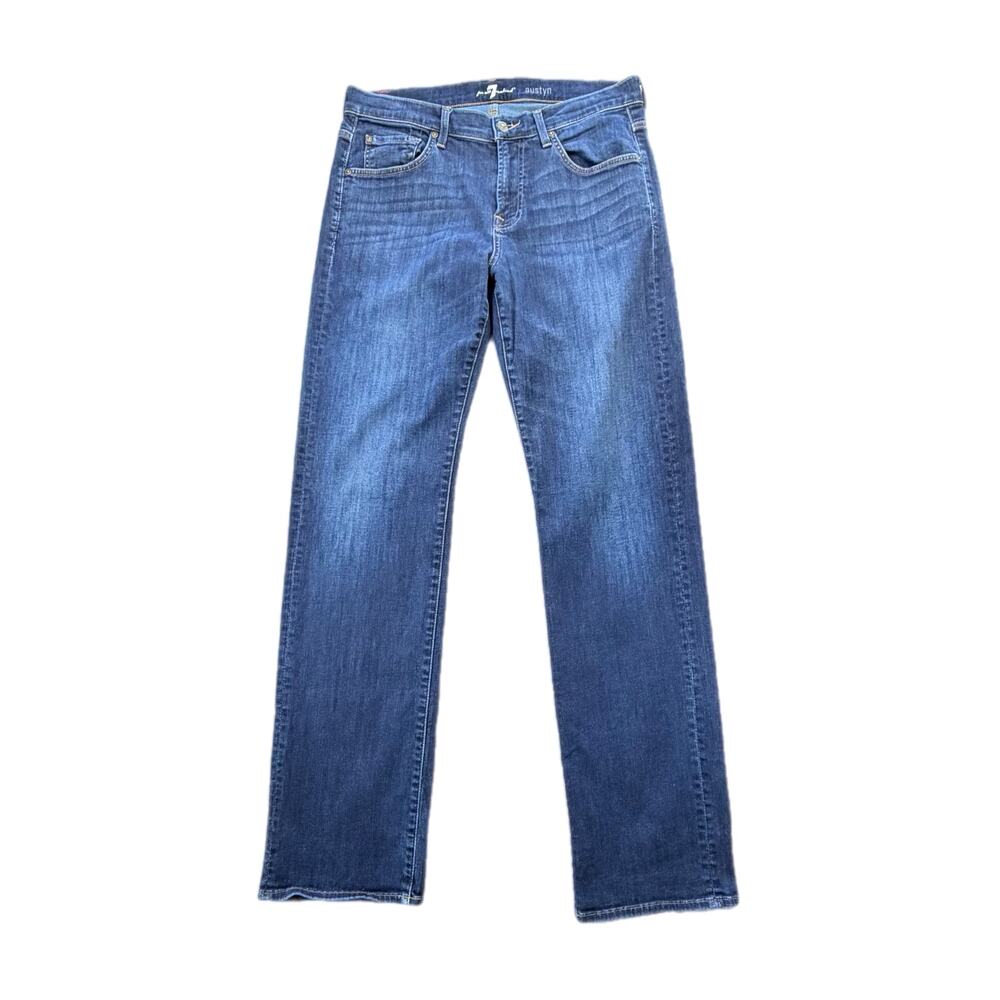 7 For all Mankind Men's 33 Dark Wash Austyn Everyday Straight Basic Denim Jeans